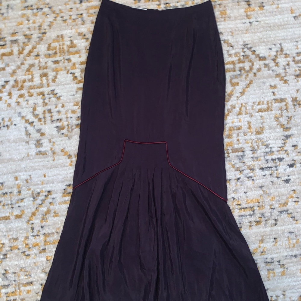 Labyrinth navy blue fitted flare maxi mermaid trumpet style skirt